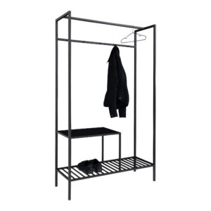 Vita Garderobe, 2 hylder, sort, sort stel, 101x38x170 cm