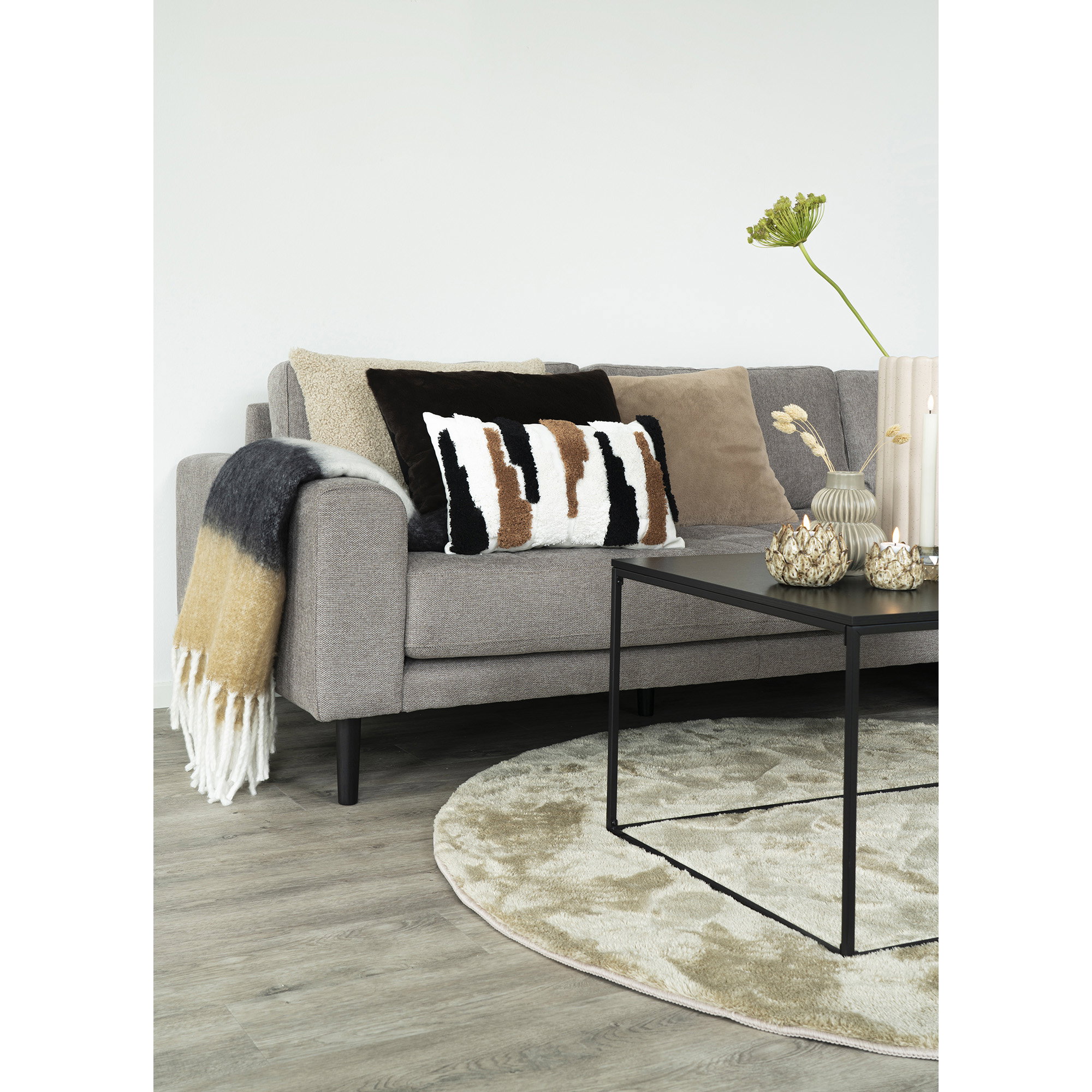 Sintra Plaid, sort/hvid/brun, 130x170 cm - Billede 3