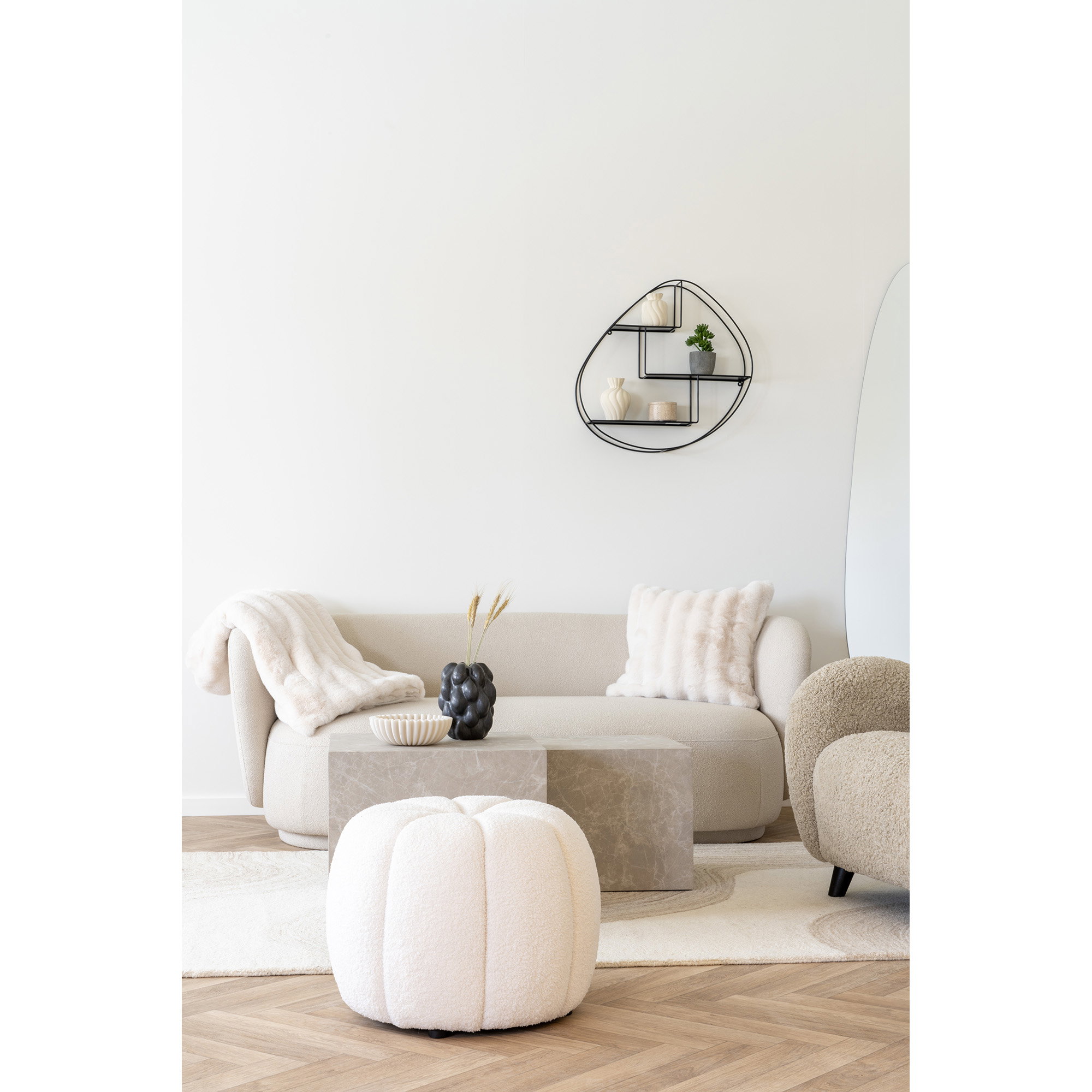 Galena Plaid, imiteret pels, hvid, 130x180 cm - Billede 3