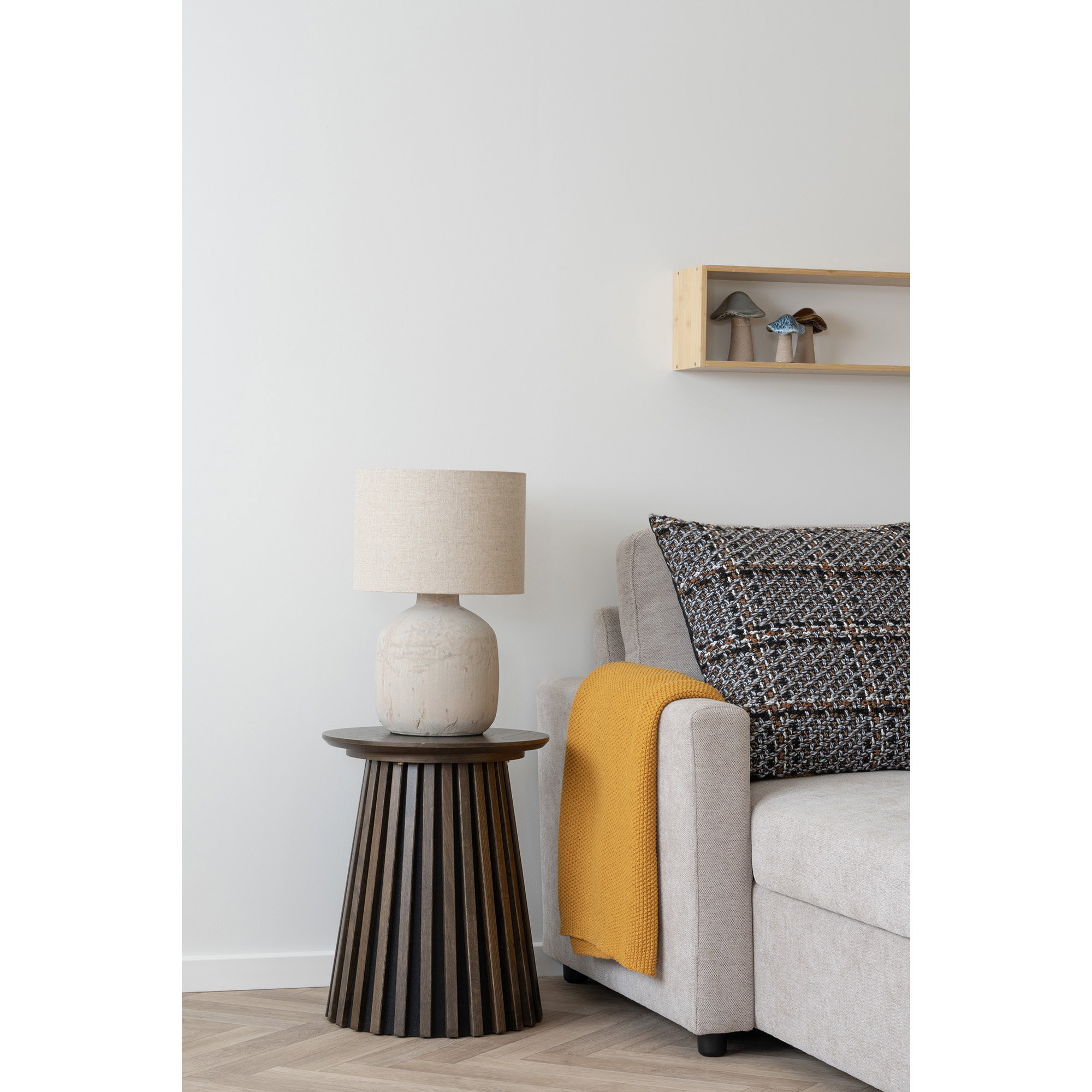 Santos Plaid, genanvendt bomuld, okker, 130x170 cm - Billede 4