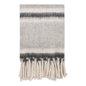 Carmel Plaid, uld mix, grå/hvid, 130x170 cm