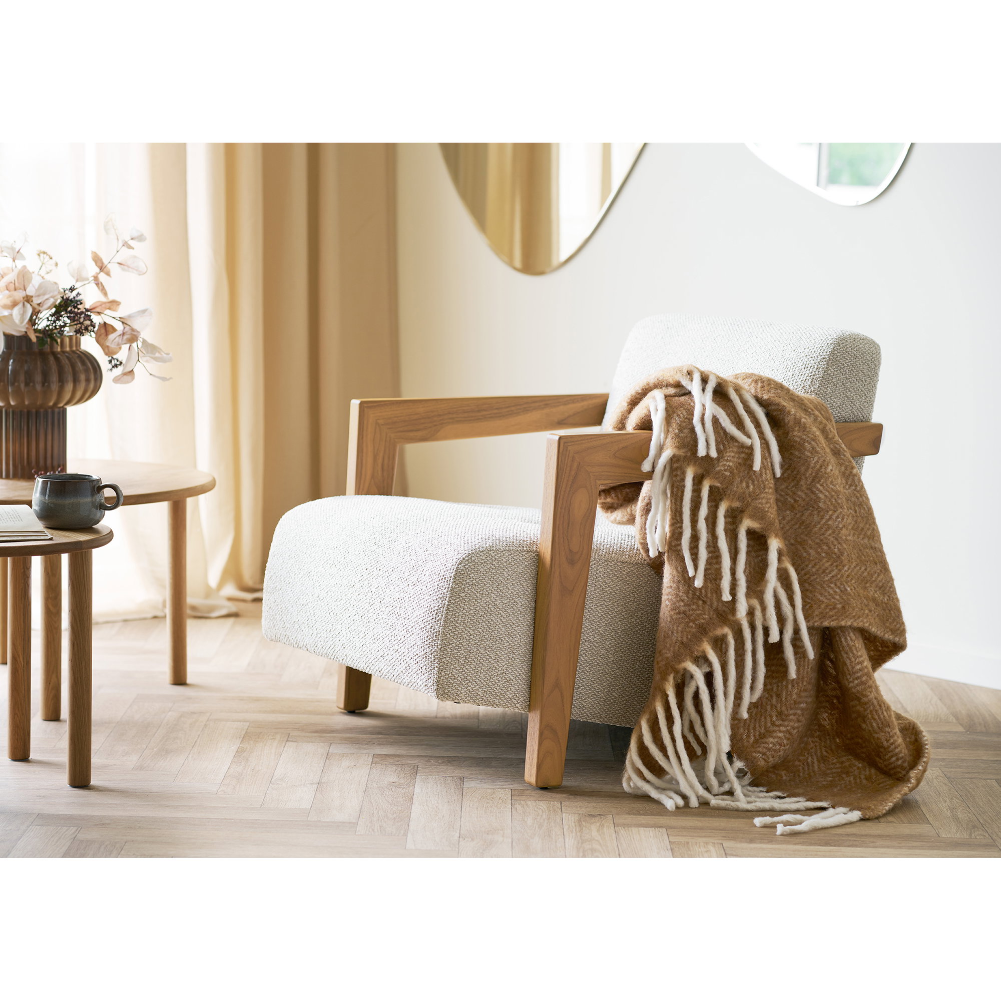 Carmel Plaid, uld mix, tan, 130x170 cm - Billede 2
