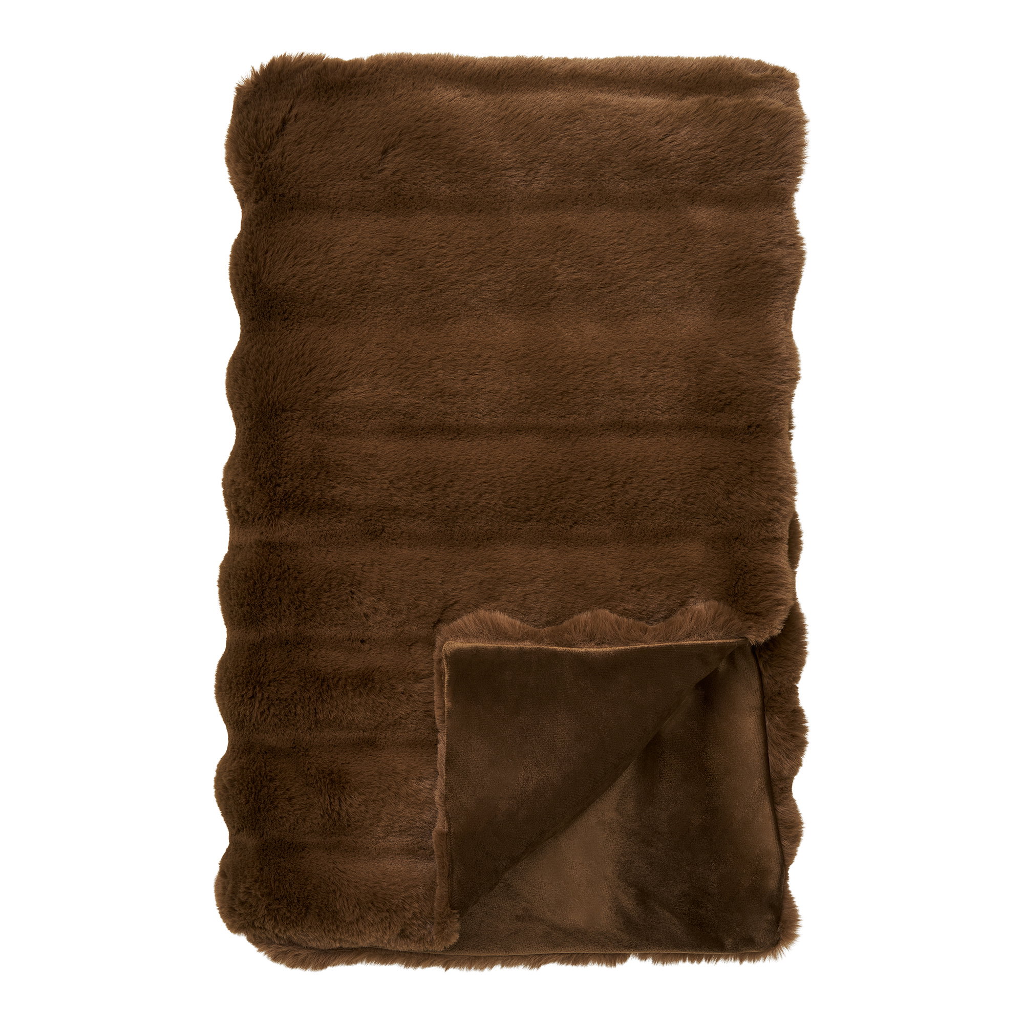 Galena Plaid, imiteret pels, brun, 130x180 cm
