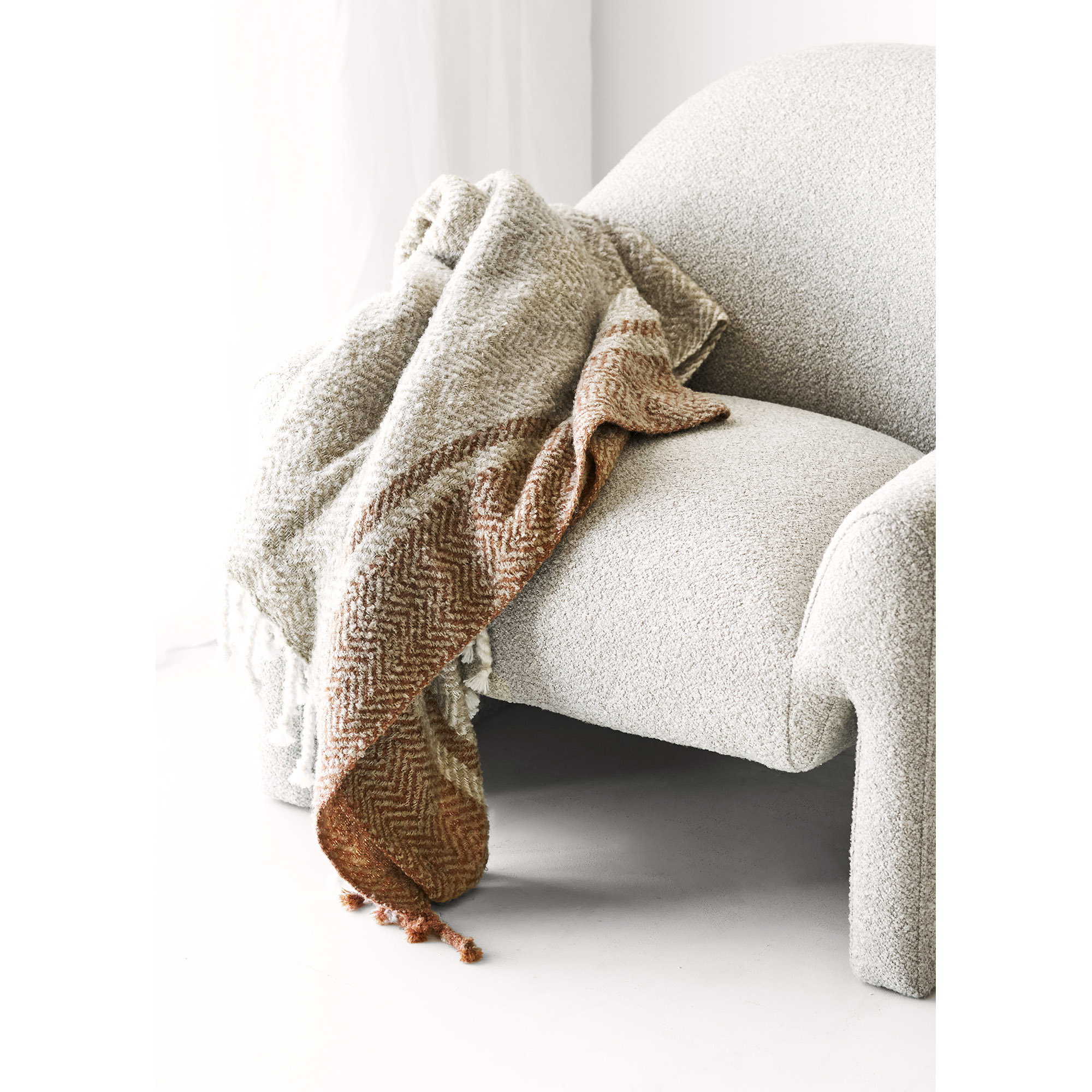 Almora Plaid, beige/gylden orange, 130x180 cm - Billede 4