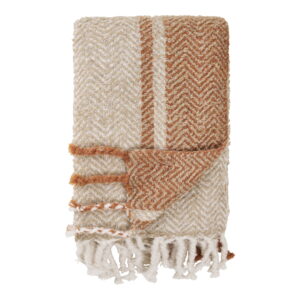 Almora Plaid, beige/gylden orange, 130x180 cm