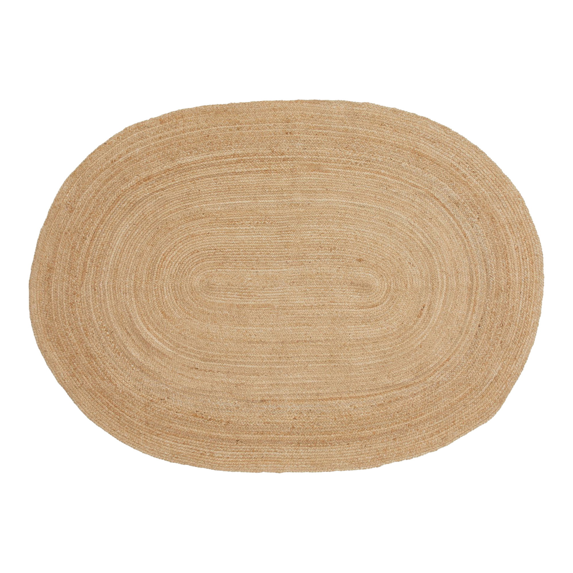 Bombay Tæppe, flettet jute, natur, oval, 140x200 cm