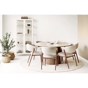 Alternative view of Bela Tæppe, håndvævet, beige, ø240 cm