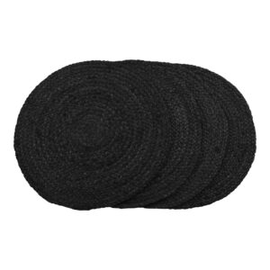 Bombay Dækkeservietter, flettet jute, mørkegrå, ø38 cm, sæt af 4