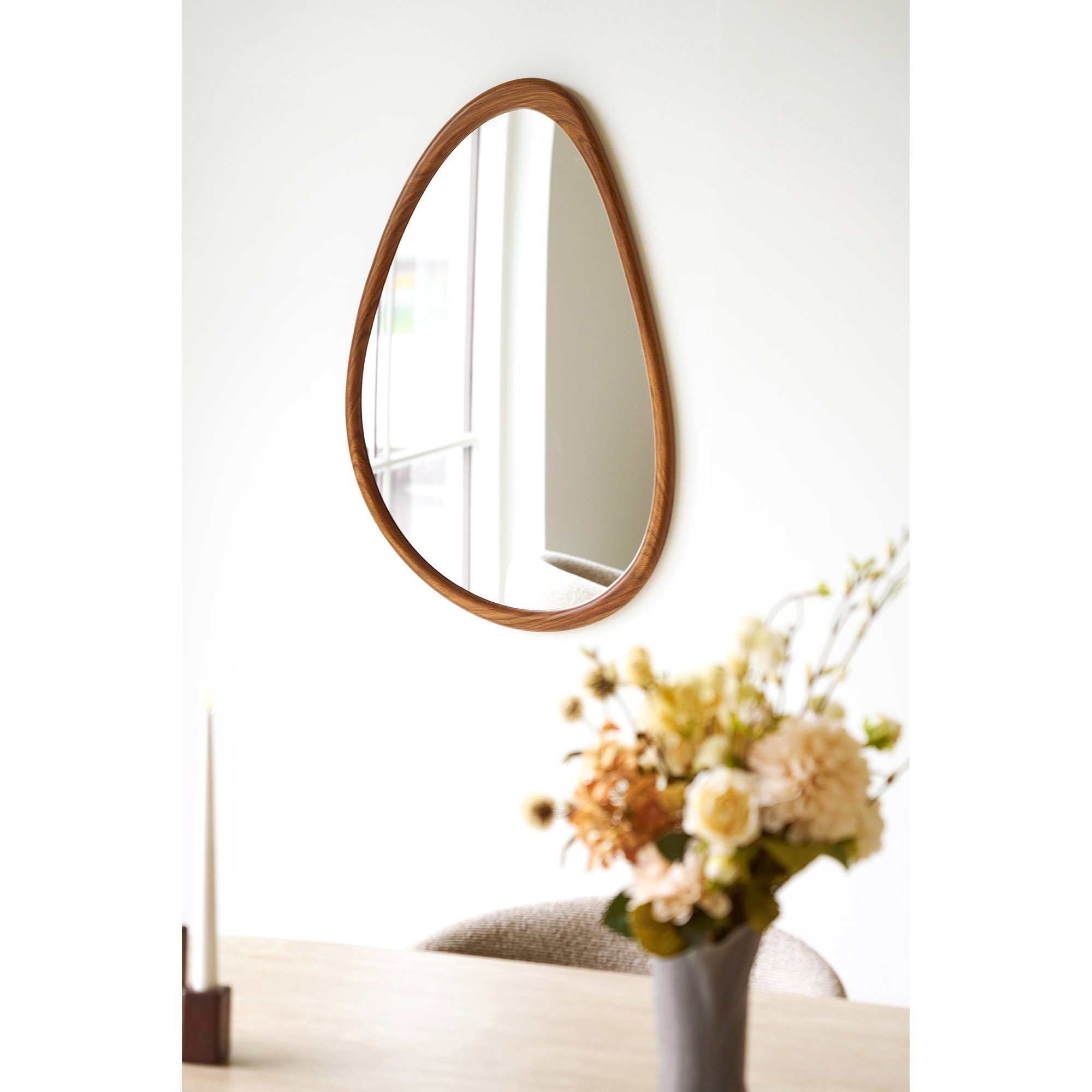 Luxon Spejl, organisk form, trælook, 50x80 cm - Billede 4