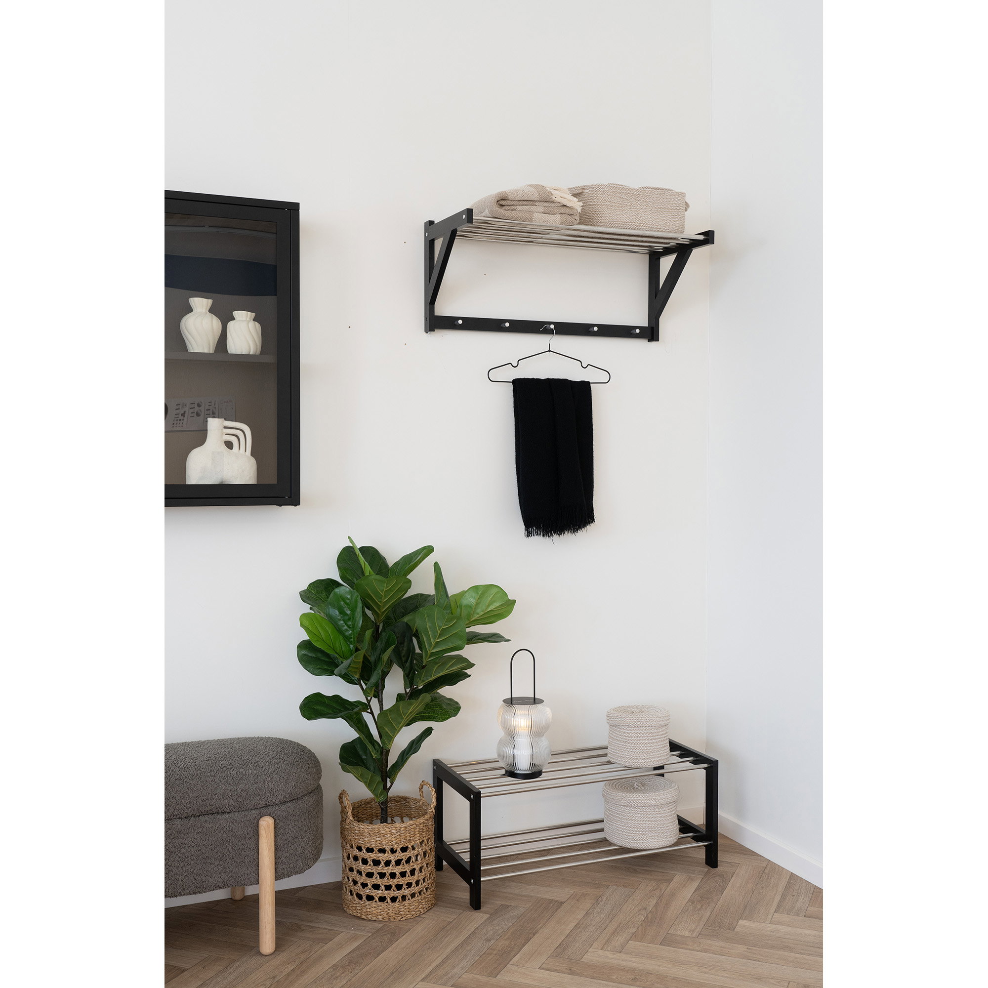 Padova Hattehylde, træ/stål, sort, 78x32 cm - Billede 3