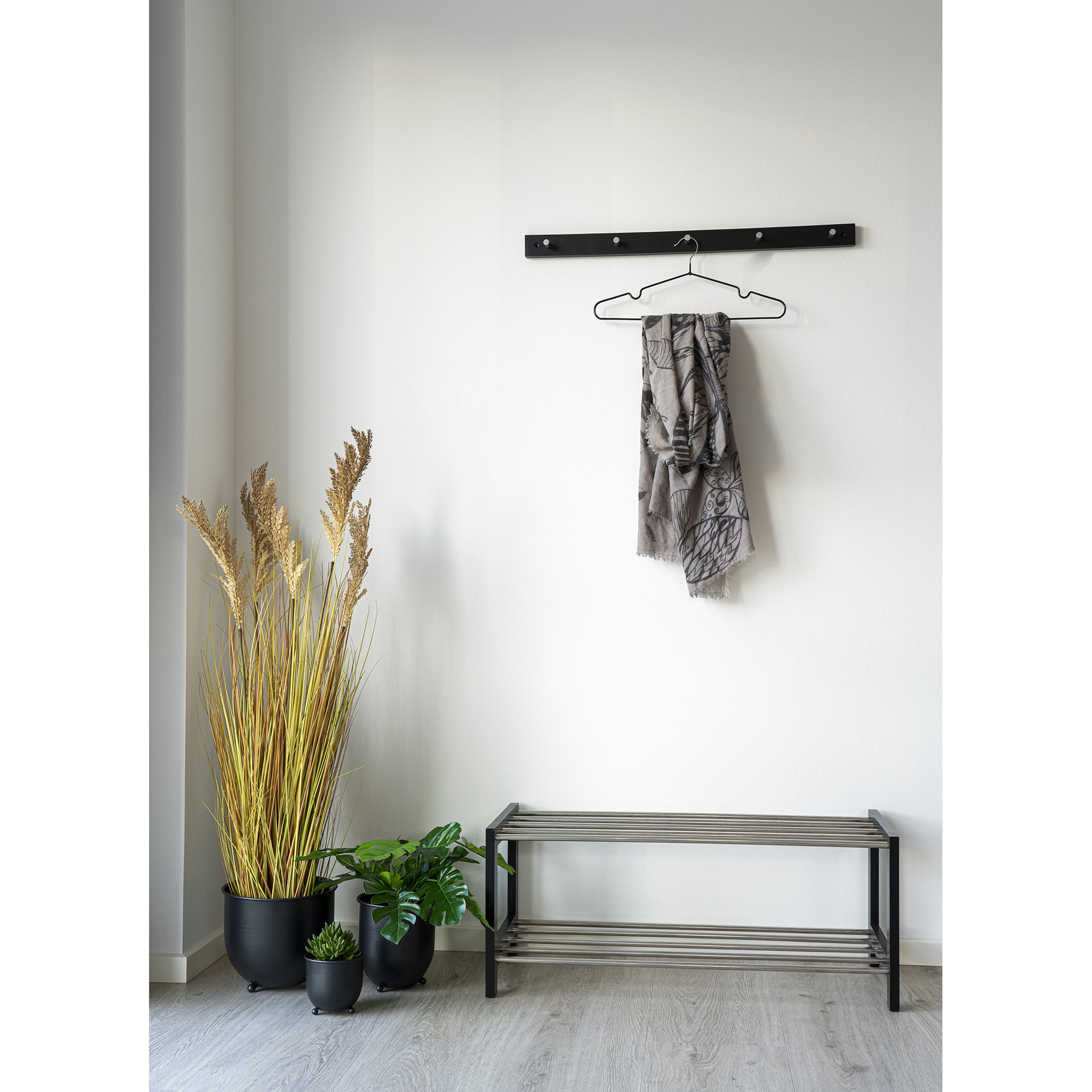 Padova Skoreol, træ/stål, 2 hylder, sort, 78x34 cm - Billede 8