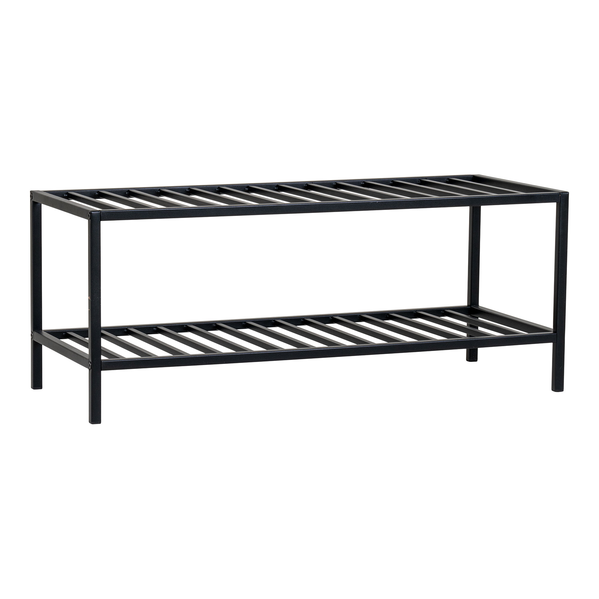 Vita skoreol, 2 skohylder, sort stål stel, 79x34 cm - Billede 2