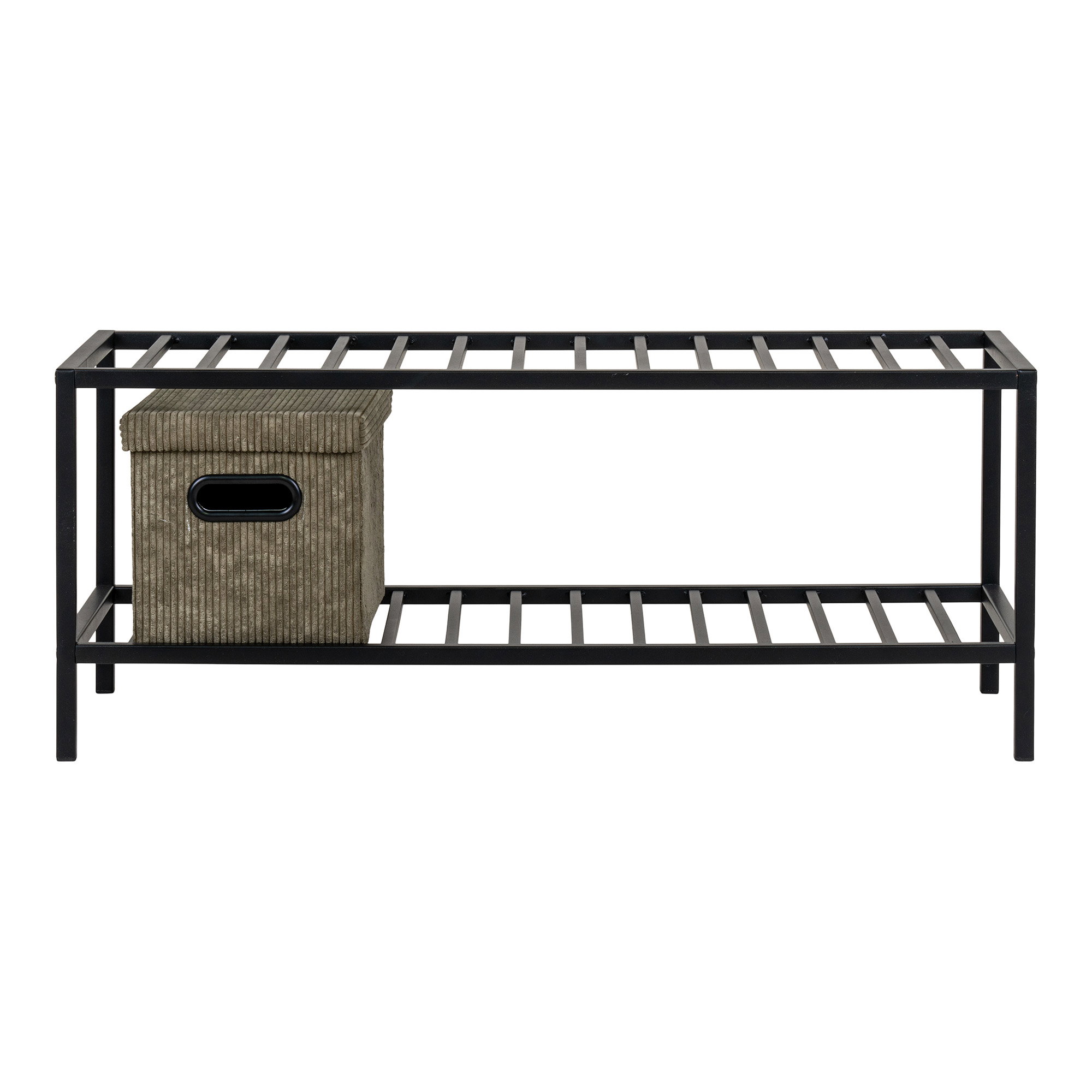 Vita skoreol, 2 skohylder, sort stål stel, 79x34 cm - Billede 3