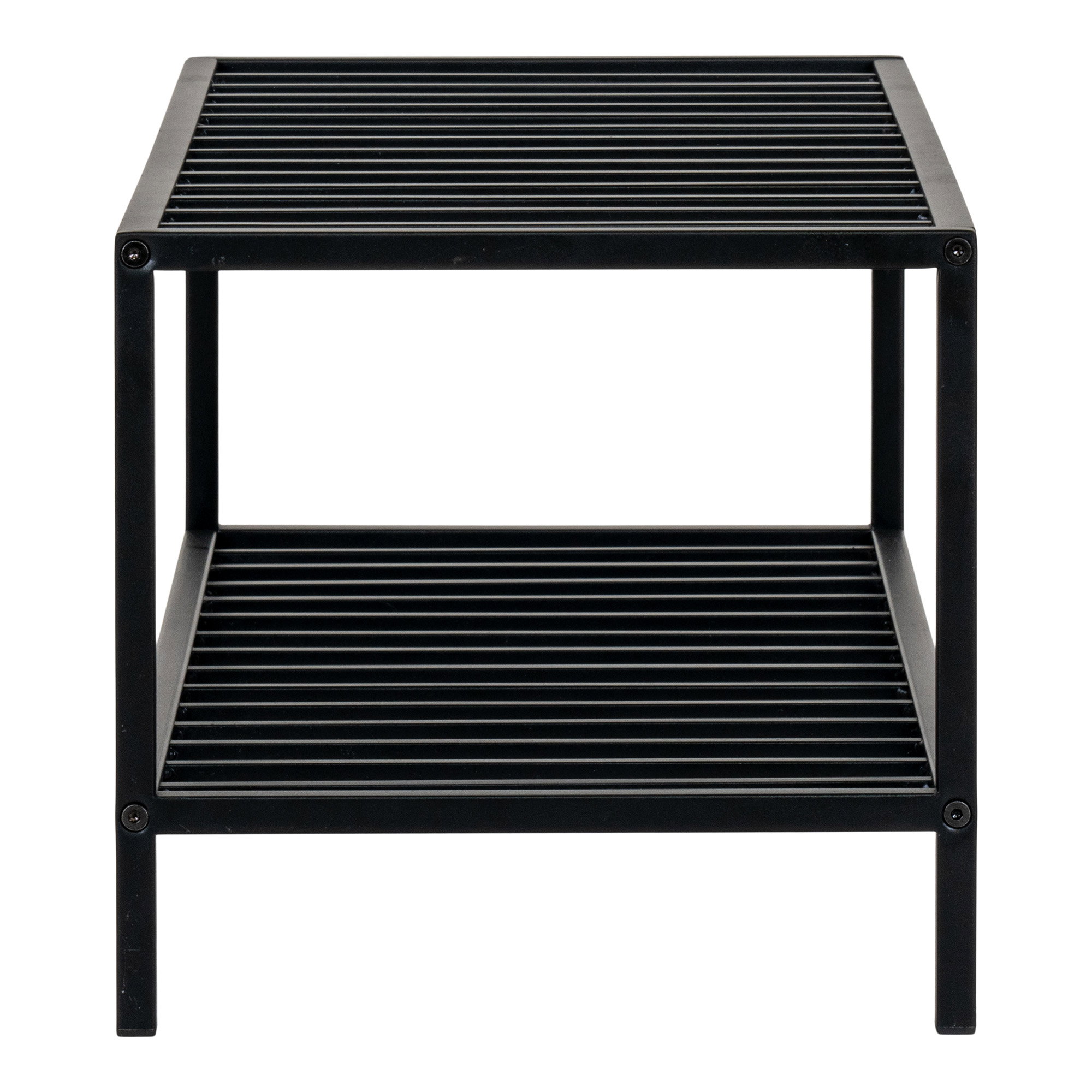 Vita skoreol, 2 skohylder, sort stål stel, 79x34 cm - Billede 5