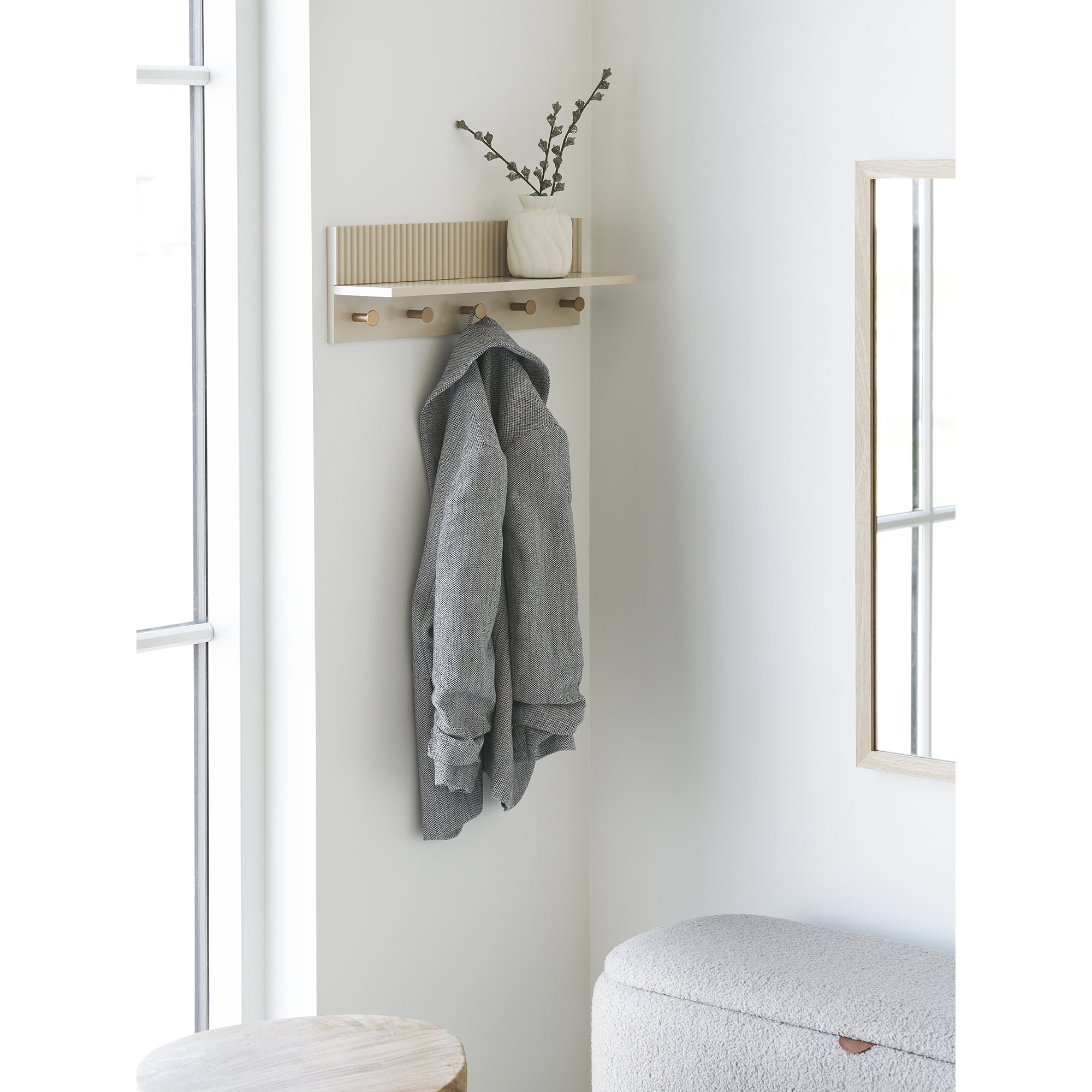 Rocca Væghylde med knager, beige, 50x12x16 cm - Billede 2