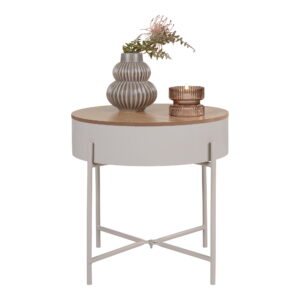 Alternative view of Sisco Hjørnebord, beige stel, natur top, ø40x40 cm