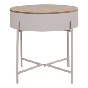 Sisco Hjørnebord, beige stel, natur top, ø40x40 cm