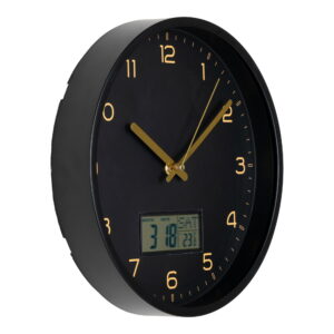 Alternative view of Amiens Vægur med digital display, sort, lydløs, ø25 cm