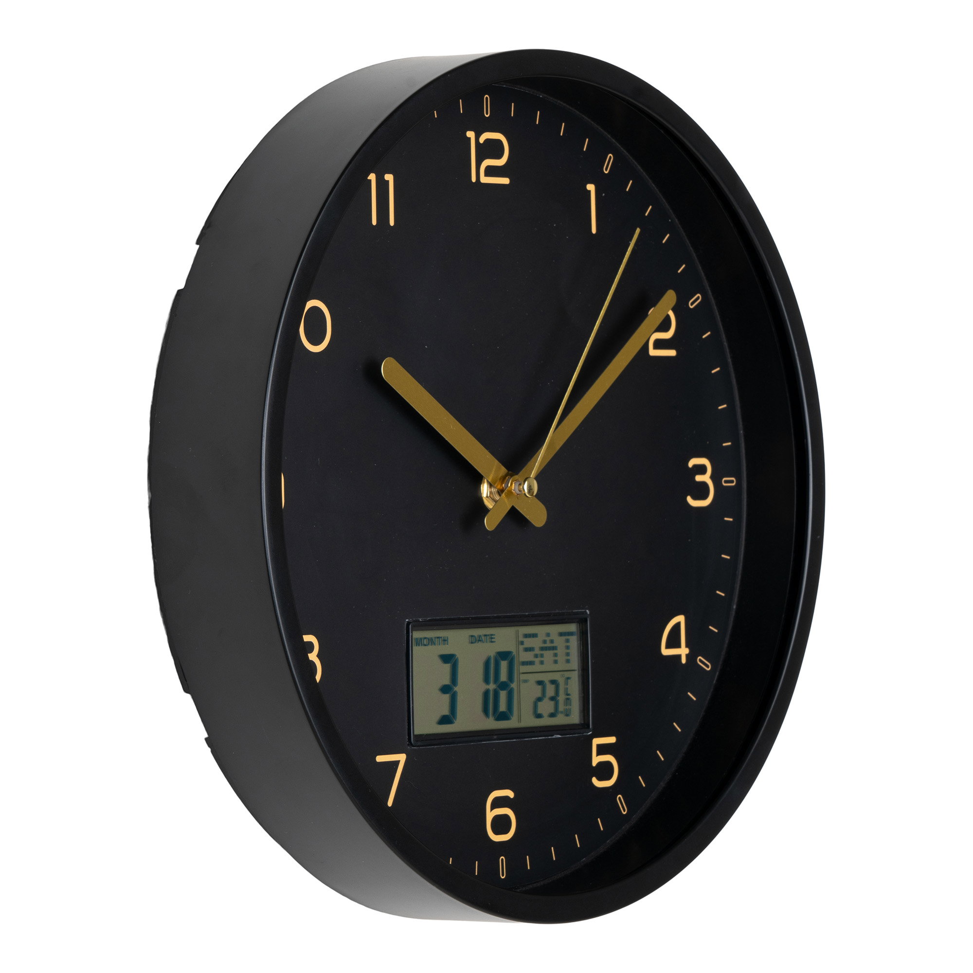Amiens Vægur med digital display, sort, lydløs, ø25 cm - Billede 2