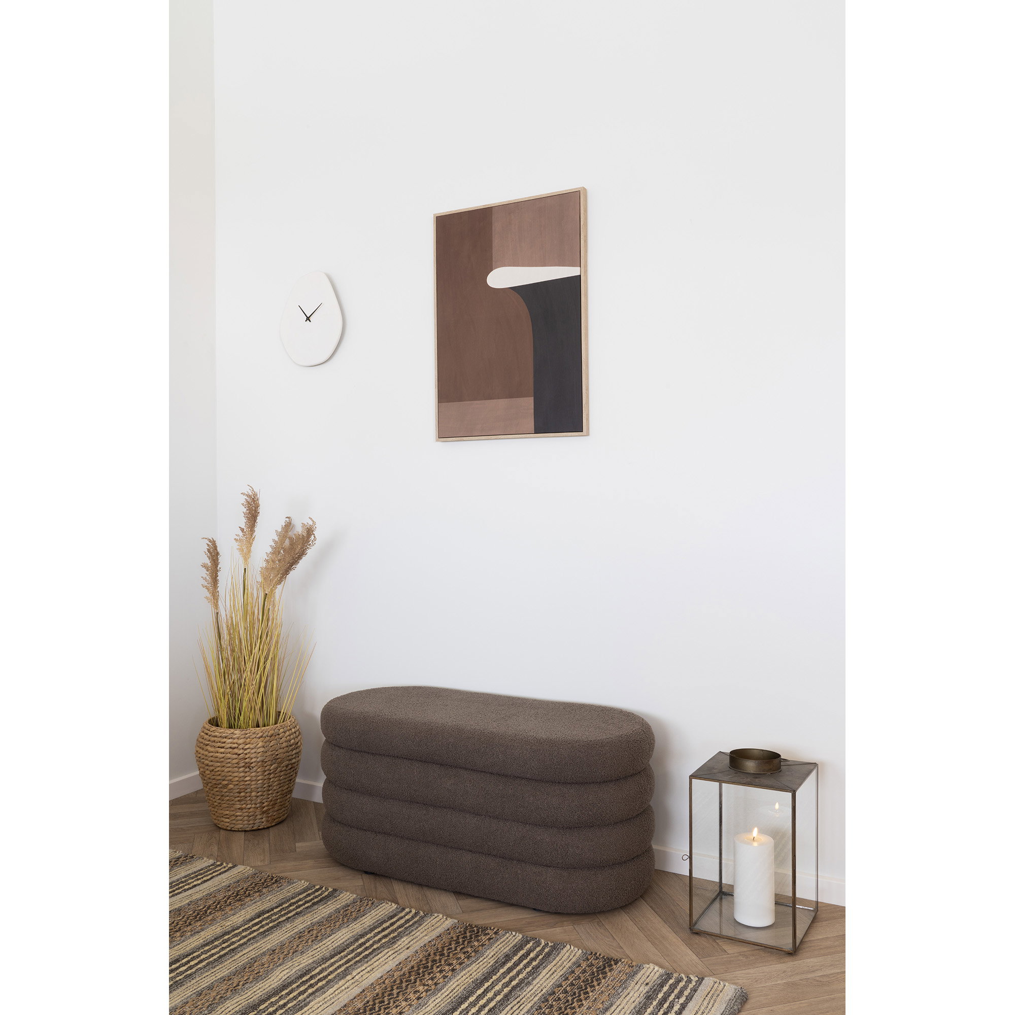 Vienna Vægur, organisk form, cement, off-white, lydløs, 28x33 cm - Billede 4