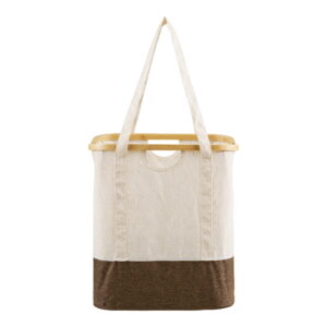 Alternative view of Noto Vasketøjspose, bambus/stof, off white/brun, 40x30x45 cm