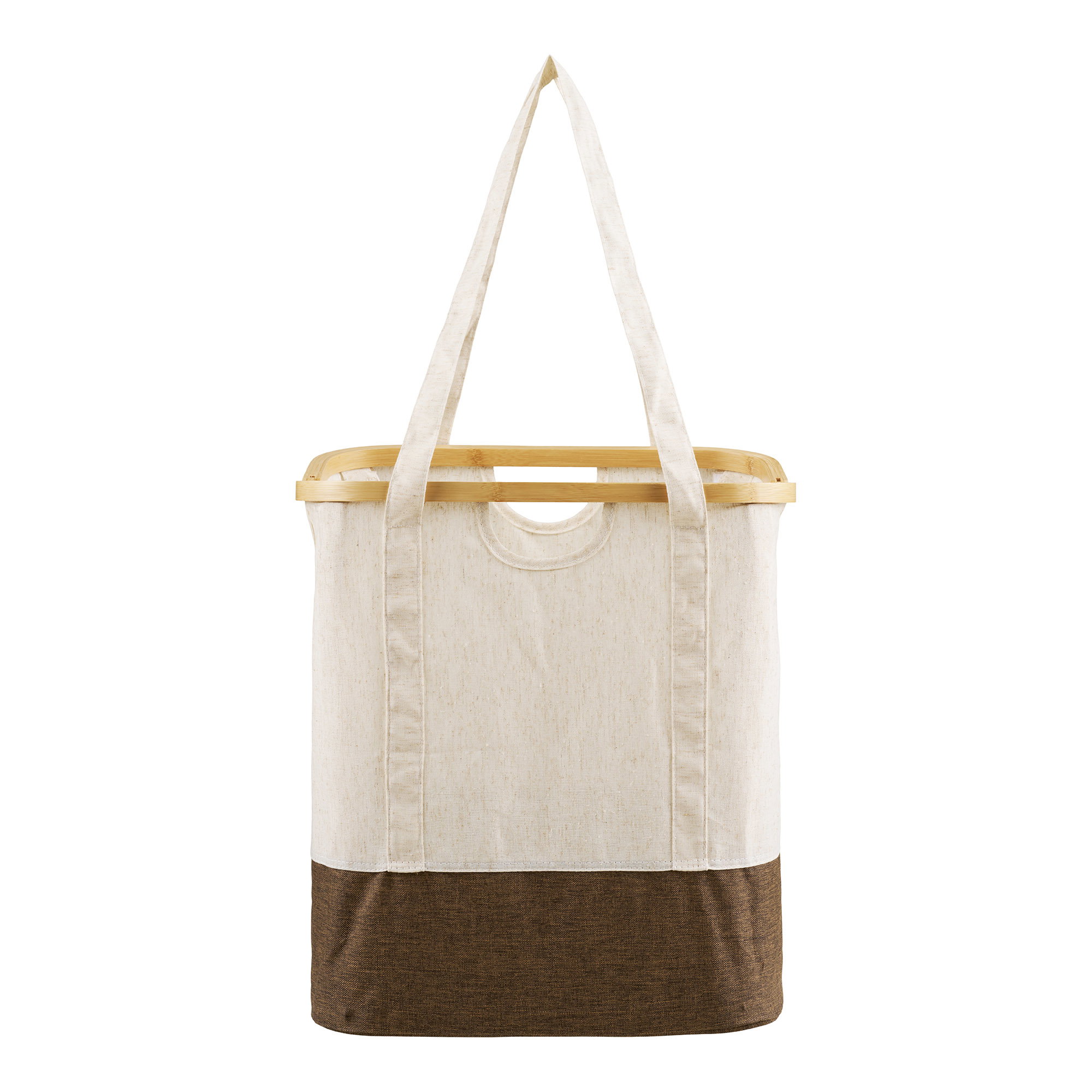 Noto Vasketøjspose, bambus/stof, off white/brun, 40x30x45 cm - Billede 2