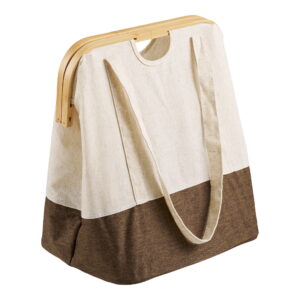 Noto Vasketøjspose, bambus/stof, off white/brun, 40x30x45 cm - Billede 3