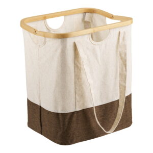 Noto Vasketøjspose, bambus/stof, off white/brun, 40x30x45 cm