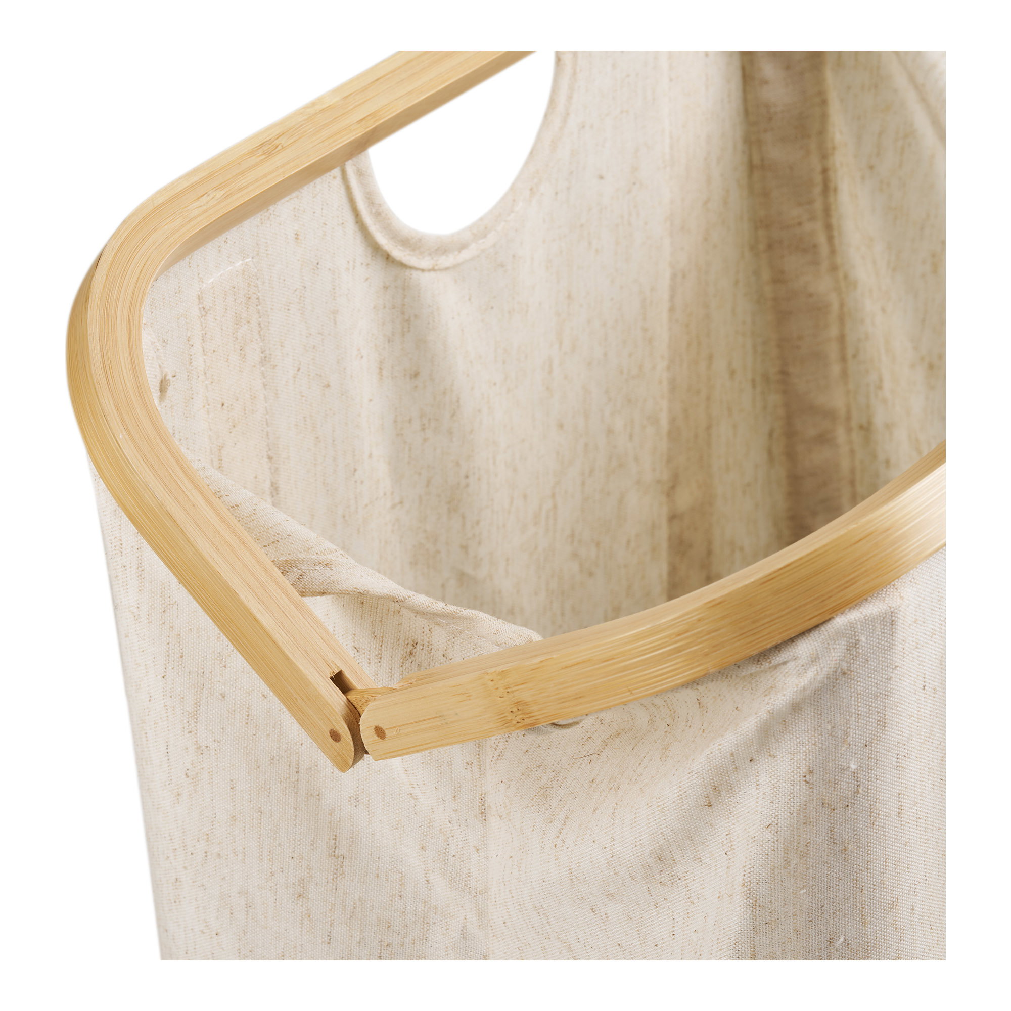 Noto Vasketøjspose, bambus/stof, off white/brun, 40x30x45 cm - Billede 5