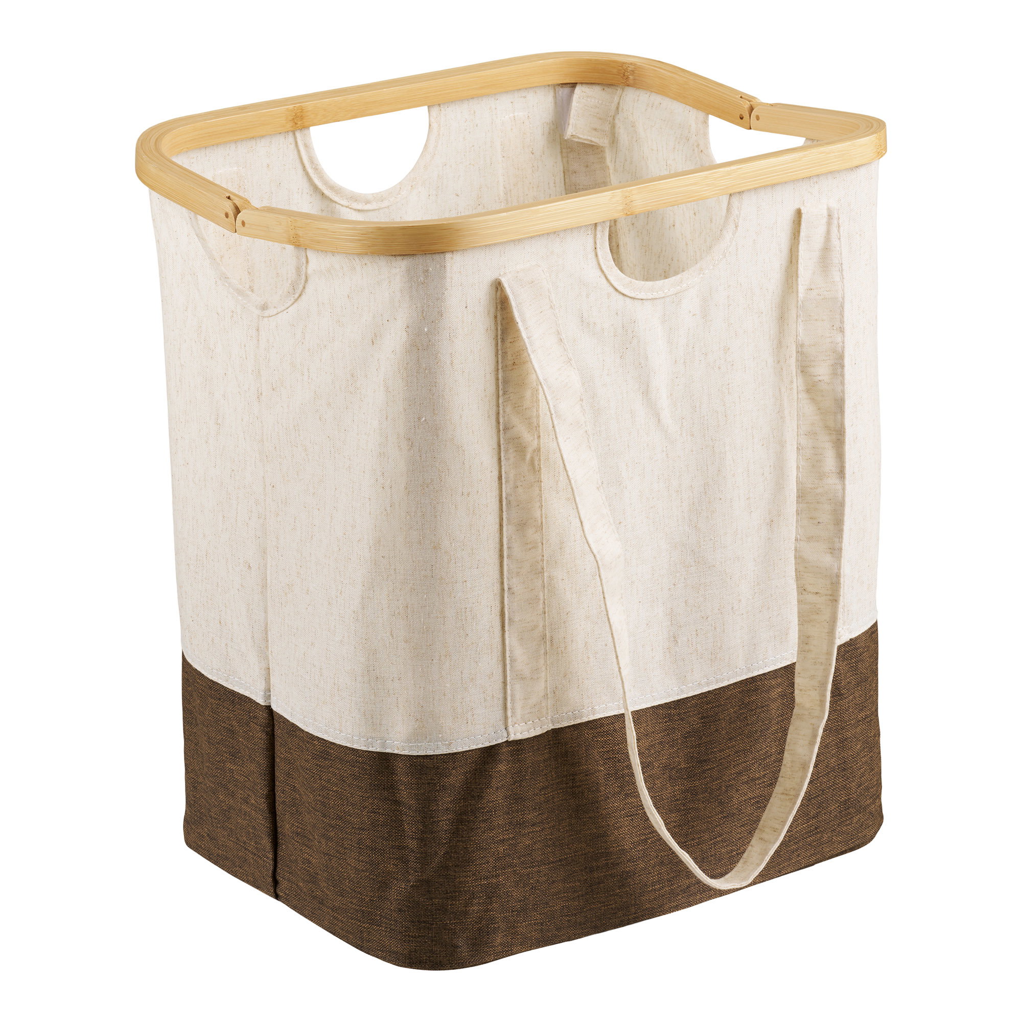 Noto Vasketøjspose, bambus/stof, off white/brun, 40x30x45 cm