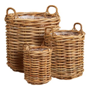 Burton Kurve, kubu rattan, natur, sæt af 3