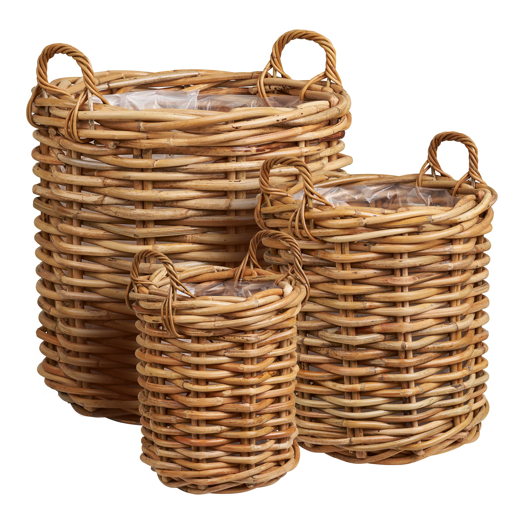 Burton Kurve, kubu rattan, natur, sæt af 3