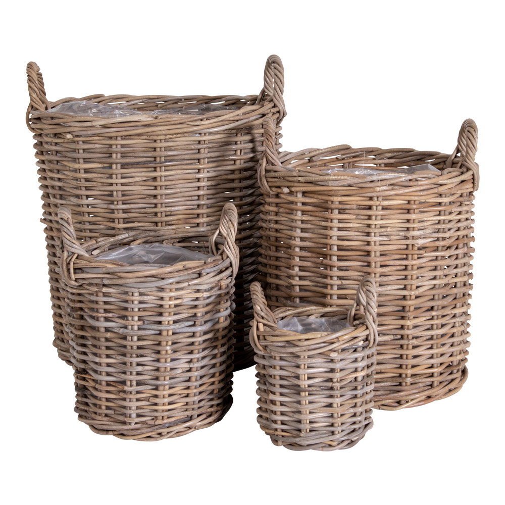 Caor Kurve, kubu rattan, natur, sæt af 4