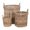 Sema Kurve, kubu rattan, natur, sæt af 3