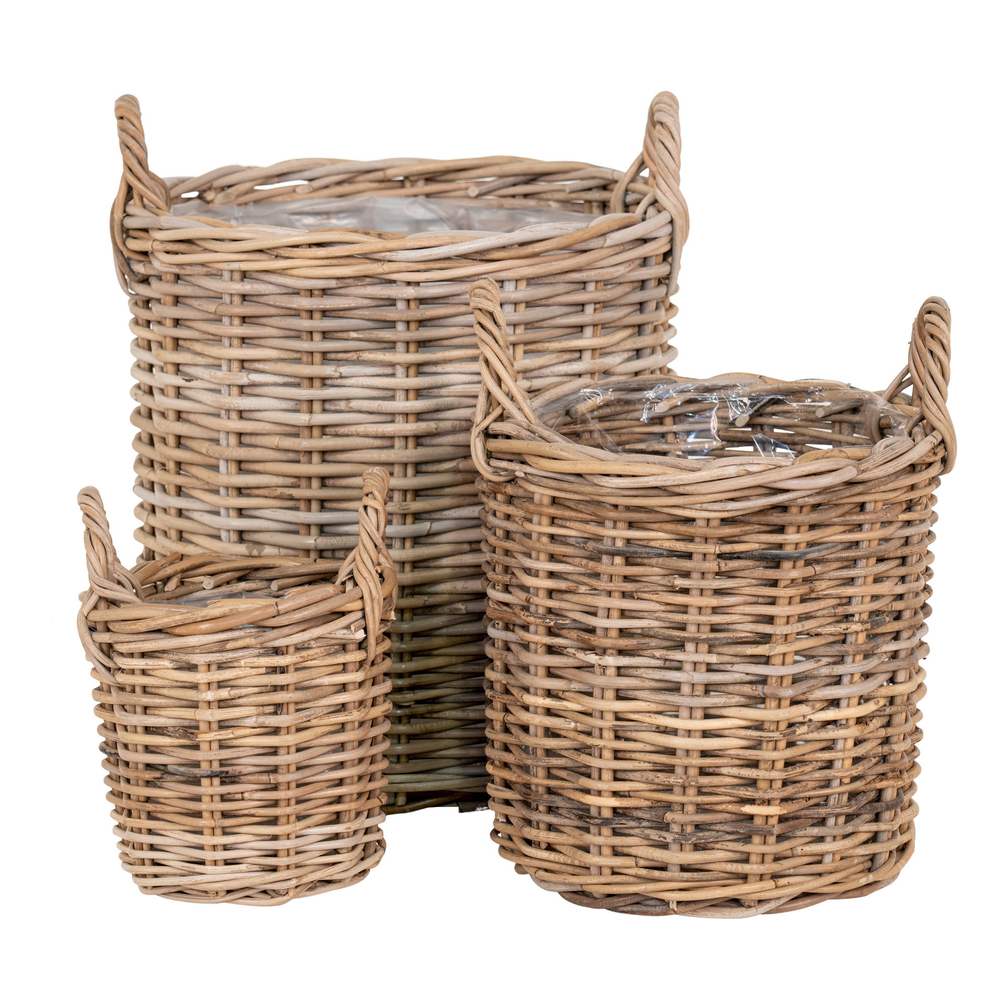 Sema Kurve, kubu rattan, natur, sæt af 3