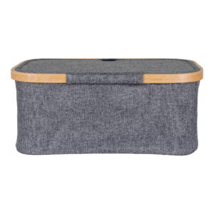 Noto Kurv, bambus/stof, mørkegrå, 38x26x16 cm - Billede 3