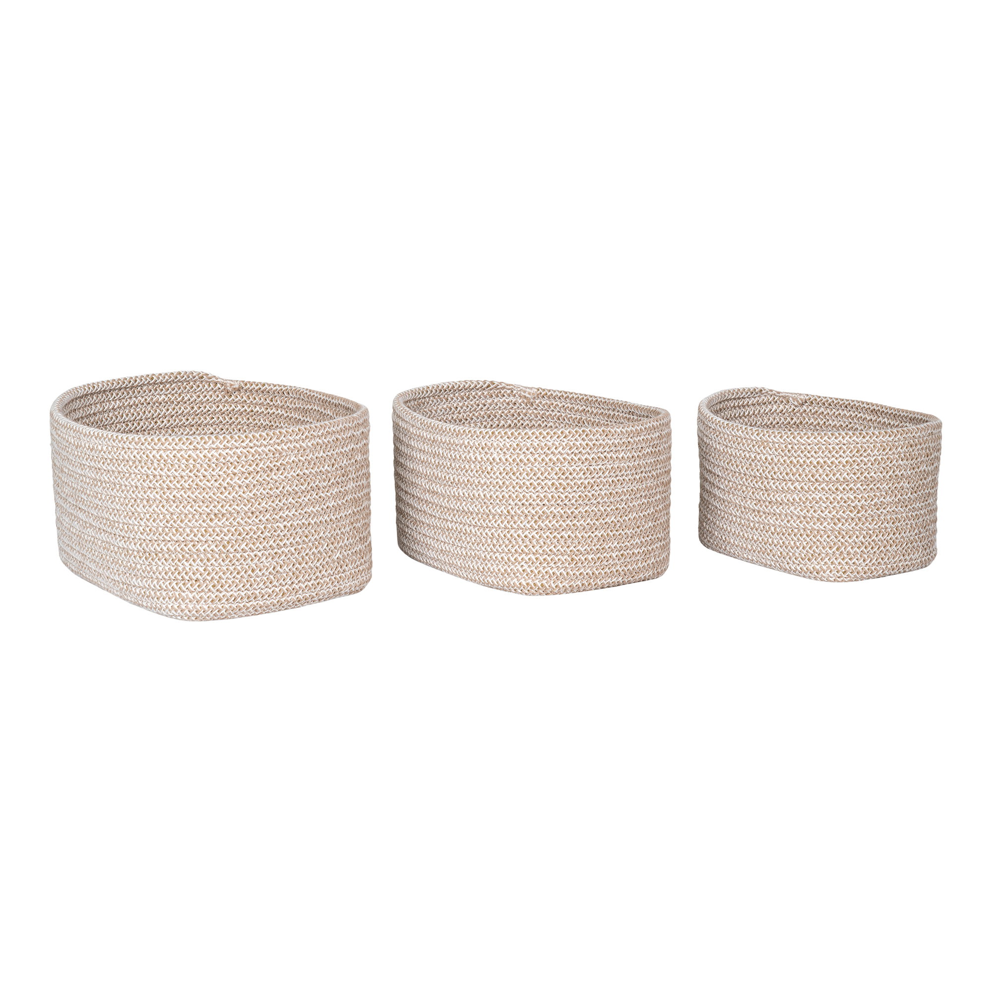 Cadima Kurve, bomuld, beige, sæt af 3
