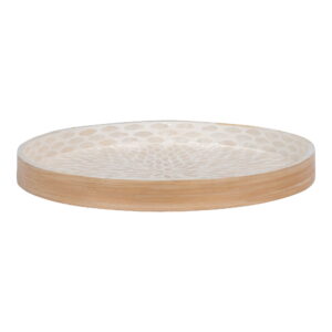 Bakke, bambus/capiz, beige, ø40x3,5cm