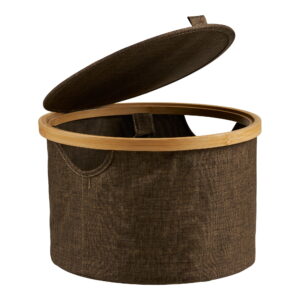 Noto Kurv, rund, bambus/stof, brun, ø30x20 cm - Billede 3