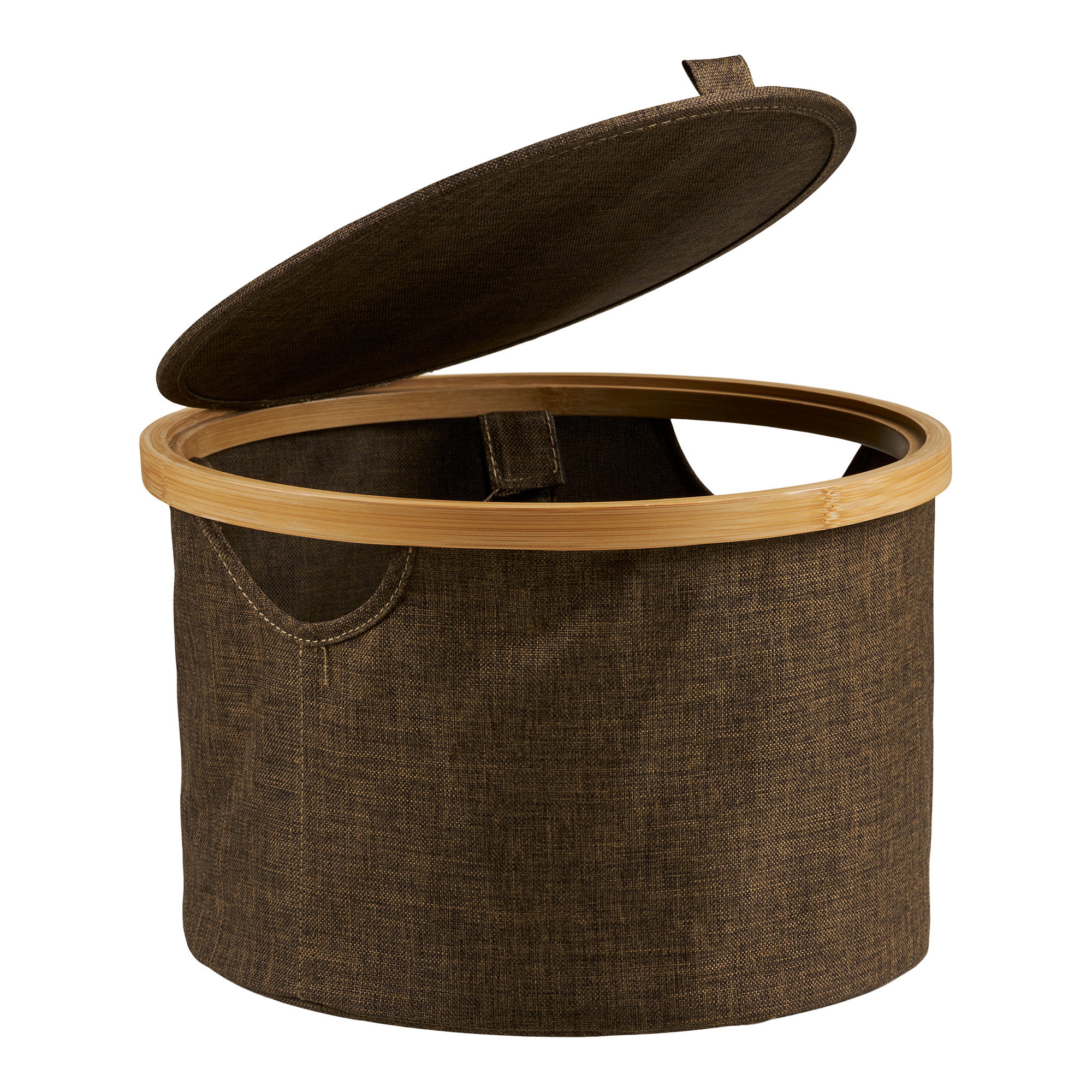 Noto Kurv, rund, bambus/stof, brun, ø30x20 cm - Billede 3