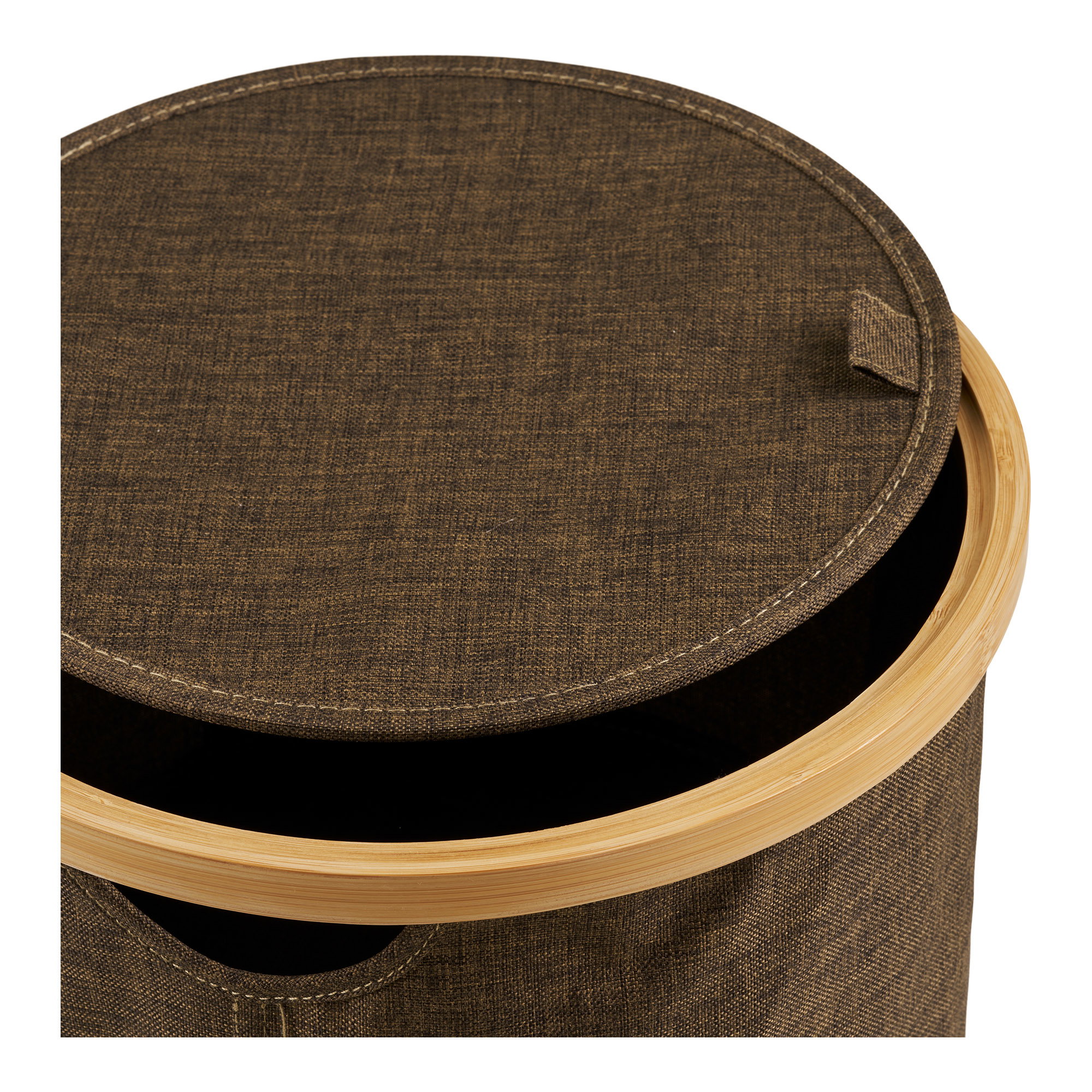 Noto Kurv, rund, bambus/stof, brun, ø30x20 cm - Billede 4