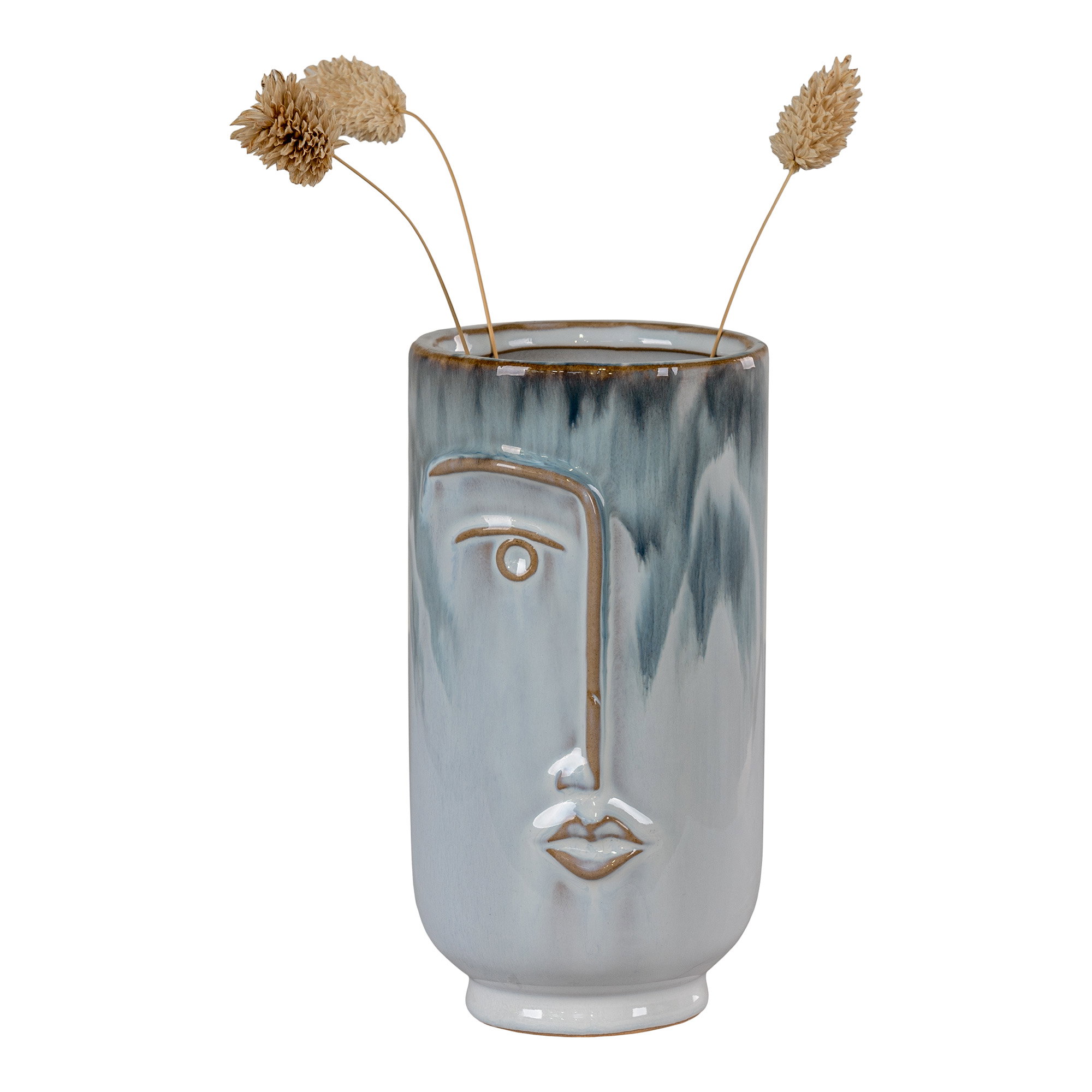 Vase, keramik, blå, ø9,5x17 cm - Billede 2