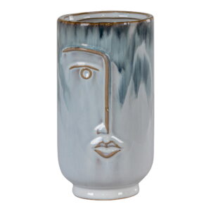 Vase, keramik, blå, ø9,5x17 cm