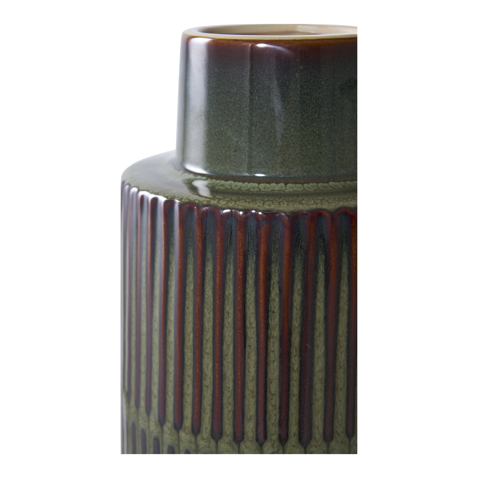 Vase, keramik, grøn/brun, ø16x30 cm - Billede 3