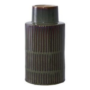 Vase, keramik, grøn/brun, ø16x30 cm