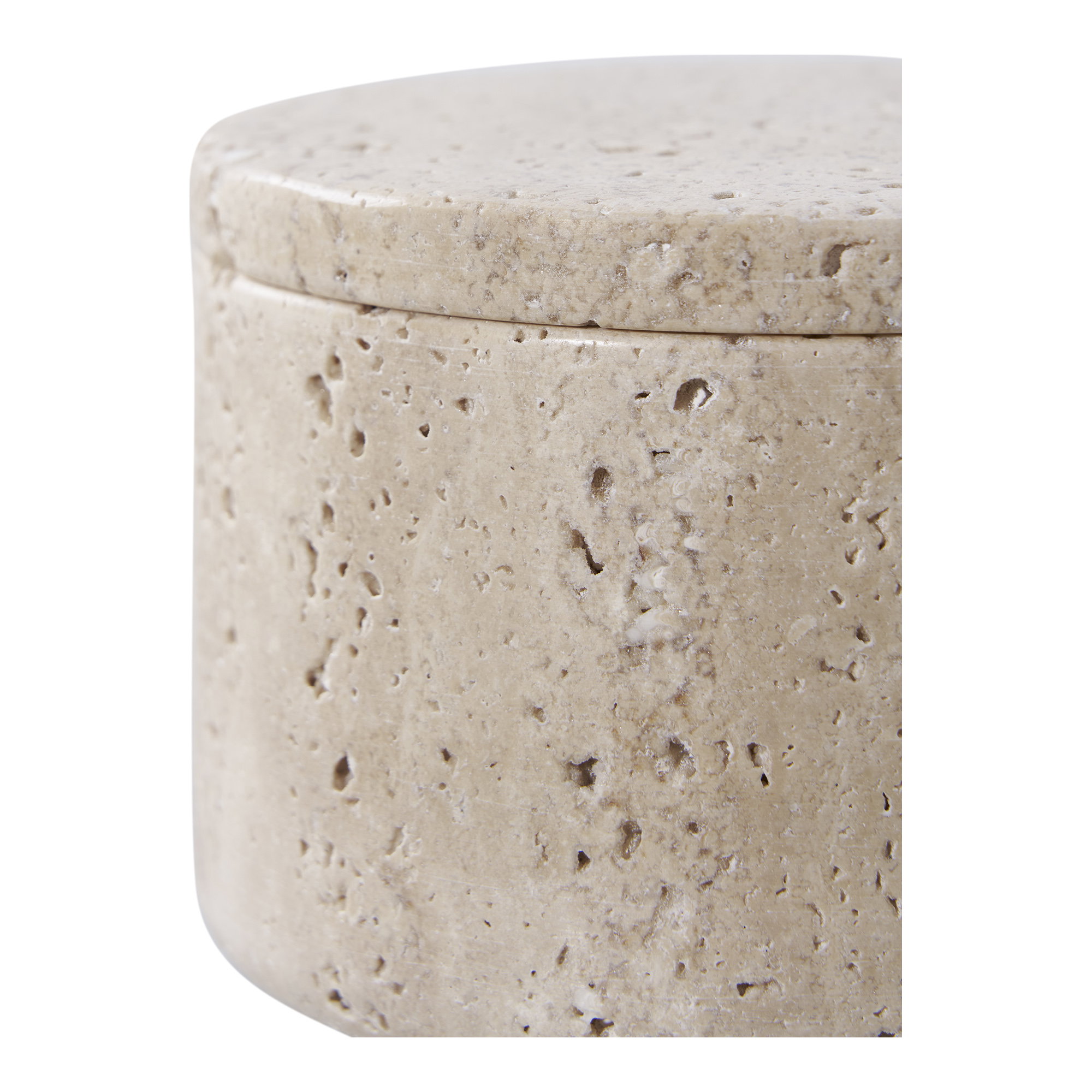 Krukke, travertin, natur, ø10x6,5 cm - Billede 3