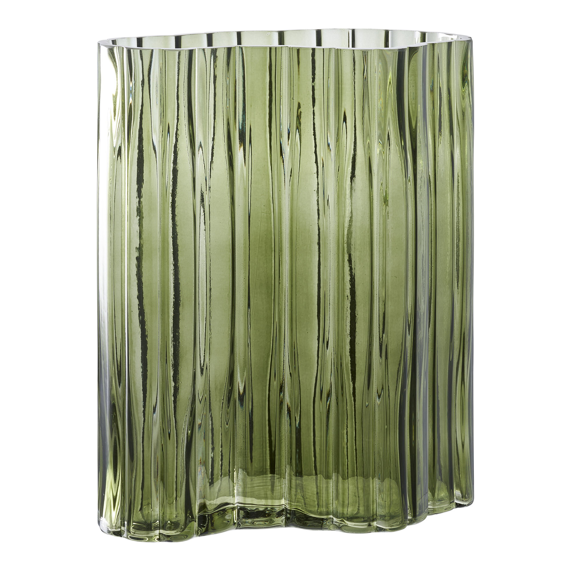 Vase, glas, smoked grøn, 21,5x12x26,5 cm - Billede 2