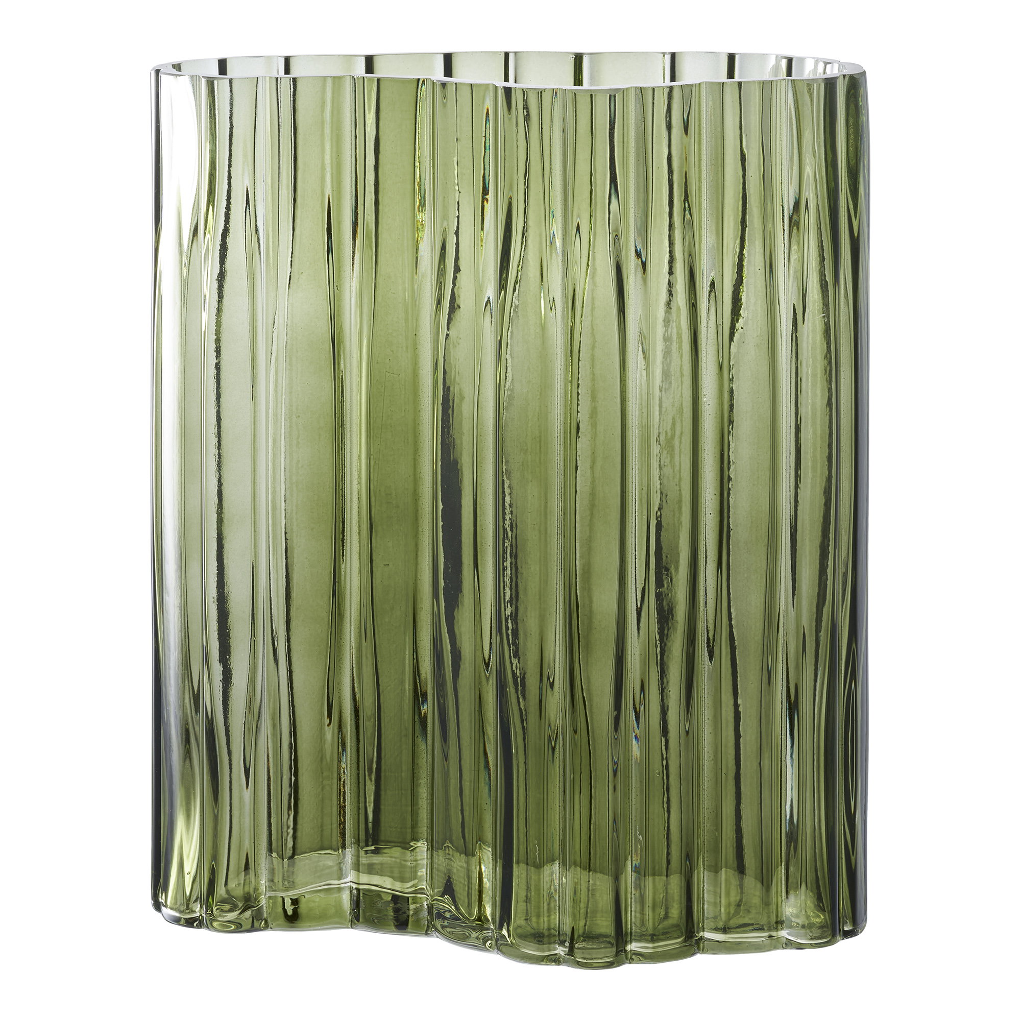 Vase, glas, smoked grøn, 21,5x12x26,5 cm