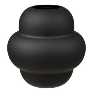 Vase, munblæst glas, sort, ø21x20 cm