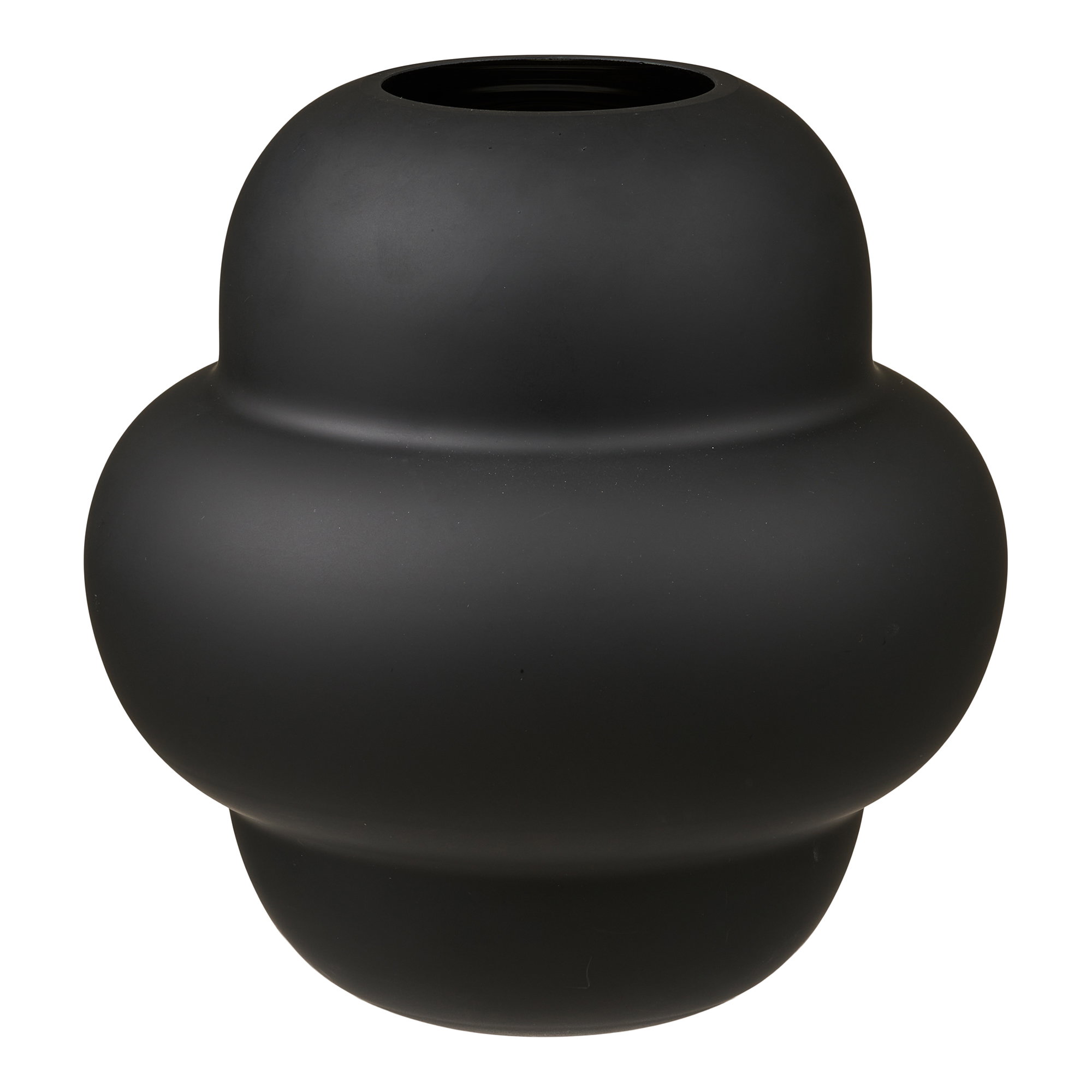 Vase, munblæst glas, sort, ø21x20 cm